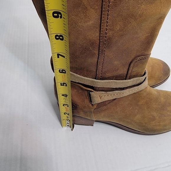 Ugg Darcie Ridding Boots 9.5 Leather Brown Distressed Tall Side Zip 1004172 - Picture 8 of 13